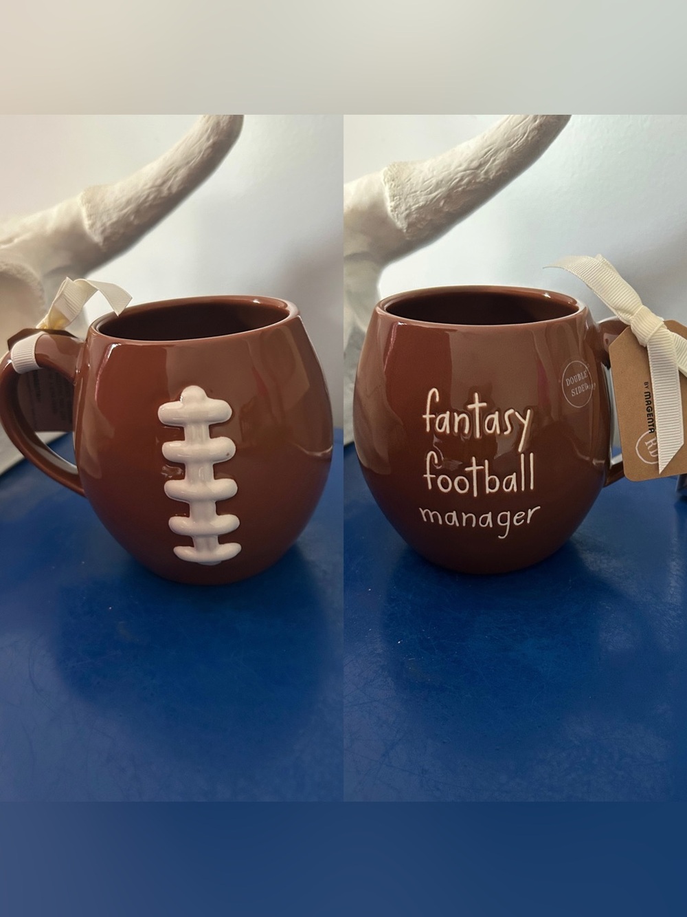 Rae Dunn Football Shaped Fantasy Football Manager Mug